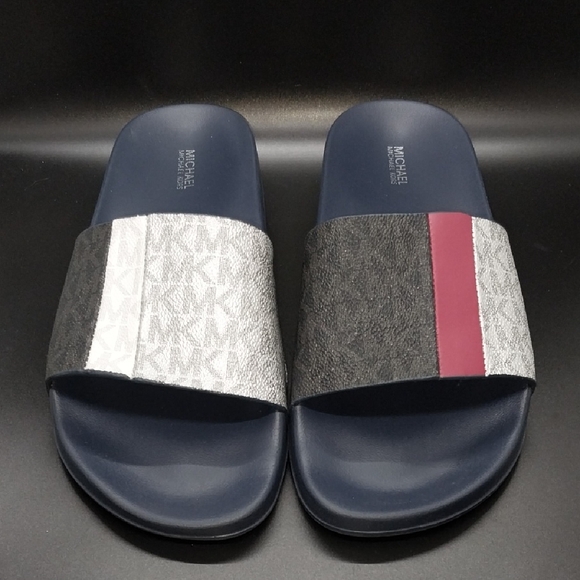 Michael Kors Men's Slide Sandals - Gray, White, and Red - Picture 1 of 5